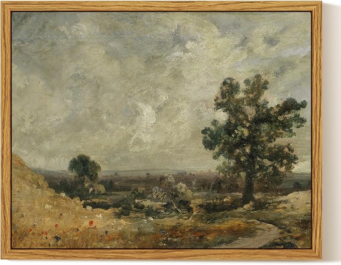 InSimSea Framed Canvas Wall Art, Vintage Landscape Painting, Rustic Nature by InSimSeaArt