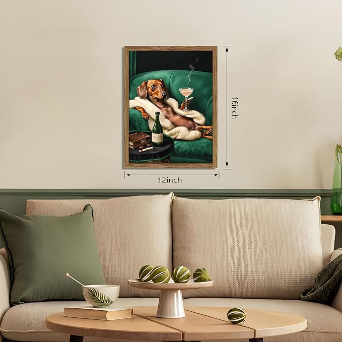 Framed Funny Dachshund Wall Art, Playful Dog Canvas Print - Image 3