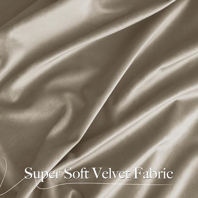 NICETOWN Camel Velvet Curtains 84 Inch Long 52 Wide, Room Darkening Drapes - Image 3