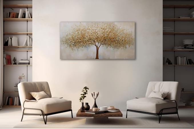 VHMING Wall Art Abstract Gold Tree of Life Modern Artwork Canvas Painting - Image 3