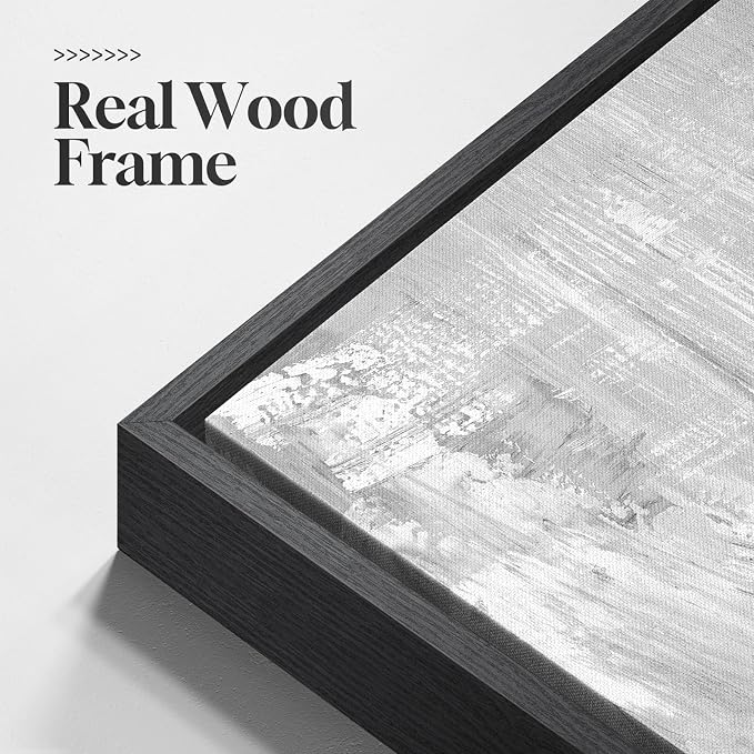 Large Framed Black and White Gray Abstract Wall Art, 3 Piece Modern Canvas - Image 5