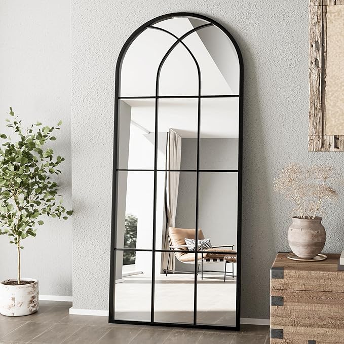 Mirror Full Length, Window Pane Wall Black Full Body Mirrors, Oversize by ZMYCZ