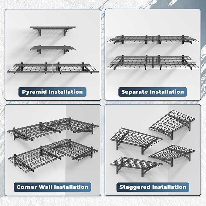Jusgym 4 Pack Heavy Duty Garage Wall Shelving Set, Wall Mounted Garage Shelves - Image 9