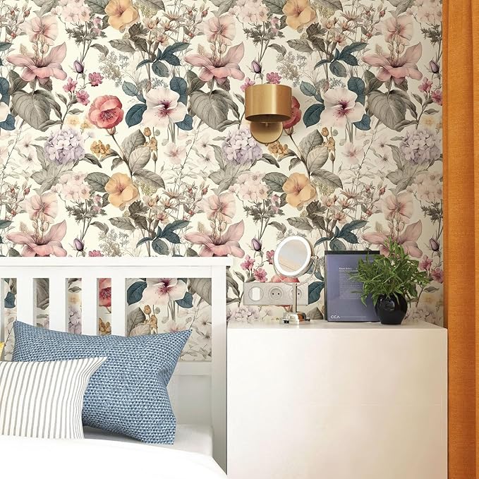 Jeweluck Floral Wallpaper Peel and Stick Vintage Floral Contact Paper Peel and - Image 5