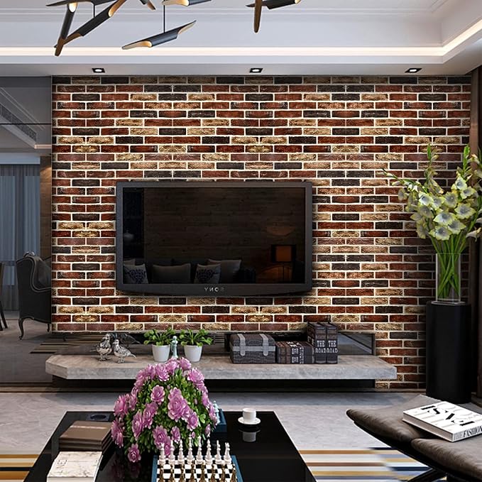 10-Pack 52 Sq.Ft 3D Wall Panels Peel and Stick 3D Faux Brick Wallpaper Peel and - Image 2