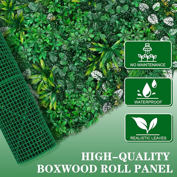 Grooy Artificial Hedge Grass Wall, Boxwood Panels 40"x120", UV Protected - Image 4