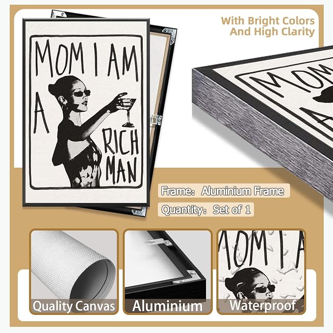 Mom I Am A Rich Man Aesthetic Retro Music Goblet Poster Feminist canvas Wall - Image 2