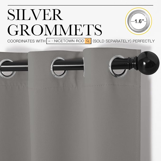 NICETOWN Blackout Curtains 63 inches Long, Thermal Insulated Solid Grommet Top - Image 3