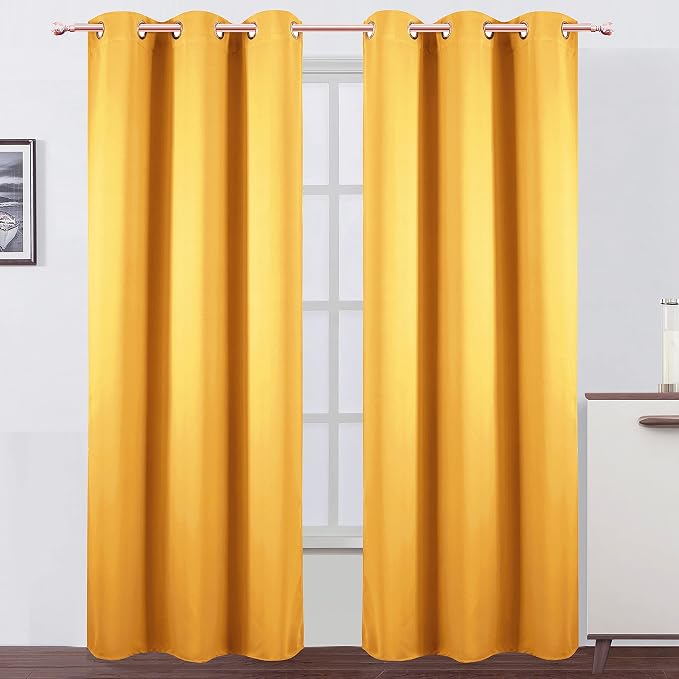 LEMOMO Yellow Blackout Curtains 34 x 84 Inches Long/Set of 2 Curtain by Lemomo