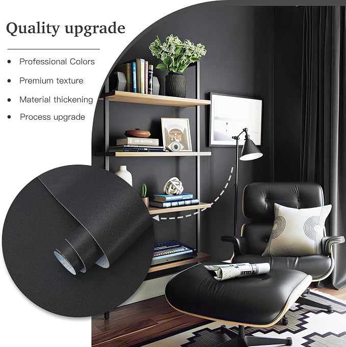 Dimoon 17.7''x393'' Peel and Stick Wallpaper Dark Grey Contact Paper - Image 8