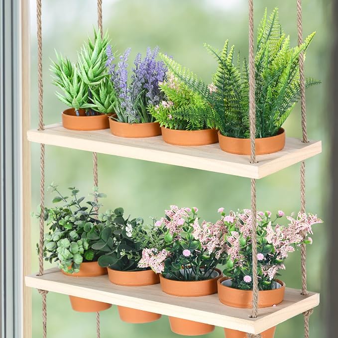 FillTouch 4 Tiered Window Plant Shelves Hanging Herb Planter Indoor Display - Image 3
