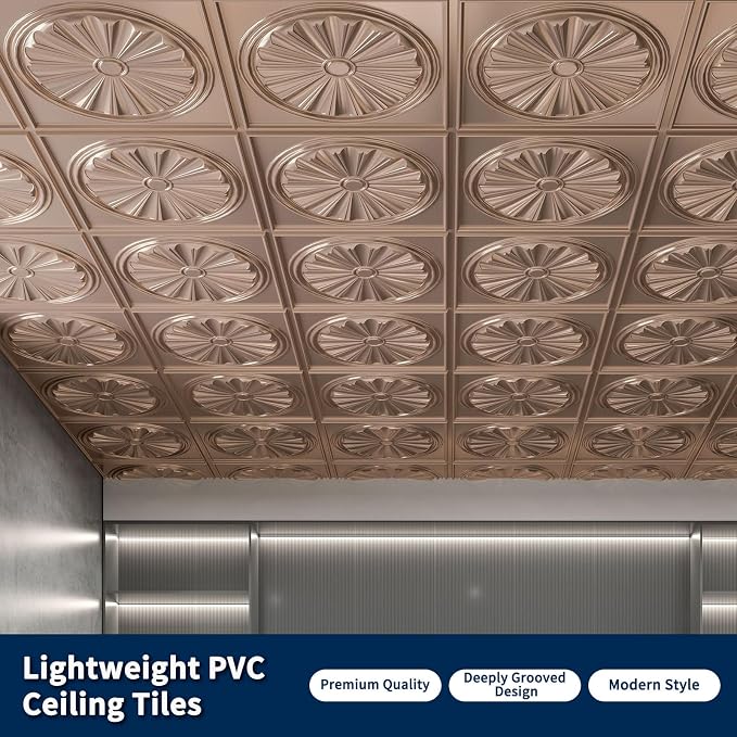 Art3dwallpanels Ceiling Tiles 12 Pack Drop Ceiling Tiles, 24 x 24 Inch High - Image 4