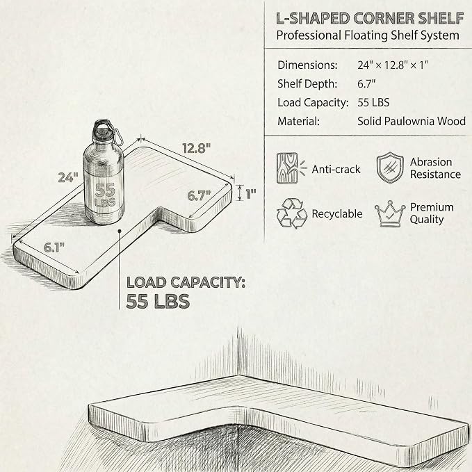 16 Inch Solid Wood Floating Corner Shelves 3 Pack - Image 3