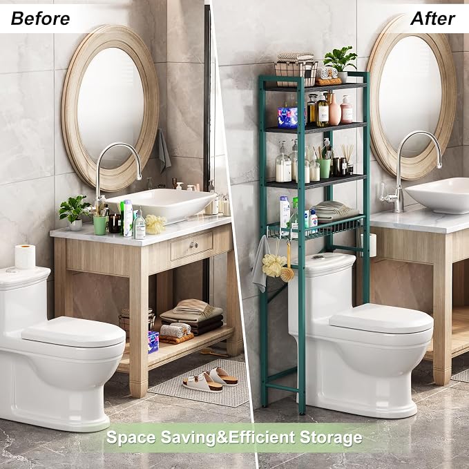 Kalrin Over-The-Toilet Storage Rack, 4-Tier Bathroom Organizer Shelf Over Toilet - Image 4