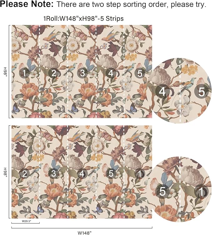 Zeeko Floral Peel and Stick Wall Mural Beige Flower Wallpaper - Image 7