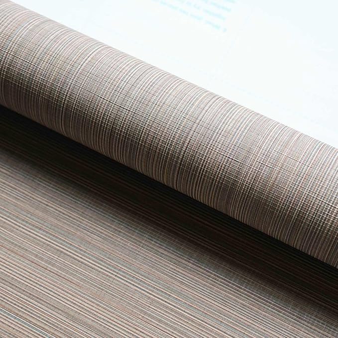 YXTII 20.8" x 196.8" Peel and Stick Wallpaper Grasscloth, Thick Brown Textured by YXTII