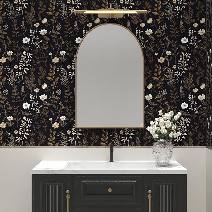 Vintage Adhesive Shelf Liner Contact Paper, 17.5" x 78" Black Floral Theme - Image 4