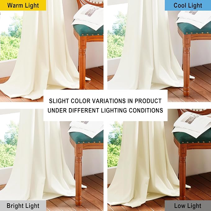NICETOWN Thermal Insulated Ivory White Velvet Curtains 72 Inch Length, Heavy - Image 4