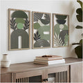 VIYYIEA Boho Solid Wood Carved Wall Art Set of 3, Geometric Minimalist Wooden by VIYYIEAART