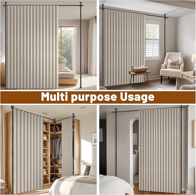 100% Blackout Room Divider Curtains Sets Cream White W100 x L84 in, 2 Panels - Image 7
