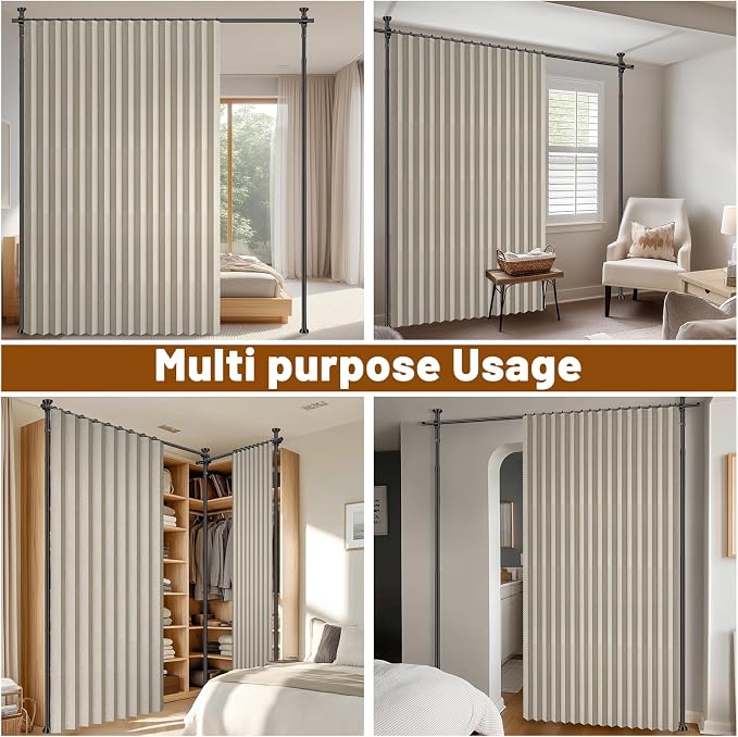 100% Blackout Room Divider Curtains Sets Cream White W100 x L84 in, 1 Panel - Image 5