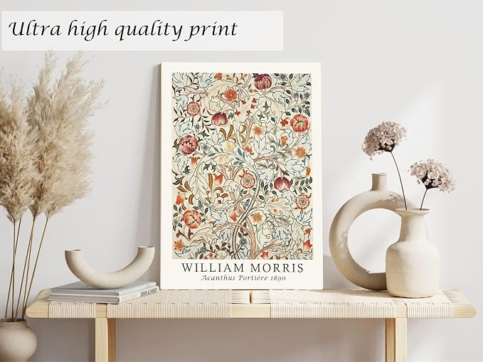 Induslyfe Framed Flower Wall Art Canvas Decor Set of 3, William Morris Framed - Image 4