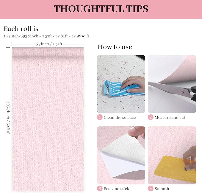 Vintage Pink Wall Paper Peel and Stick Textured Wallpaper Renter Friendly - Image 9