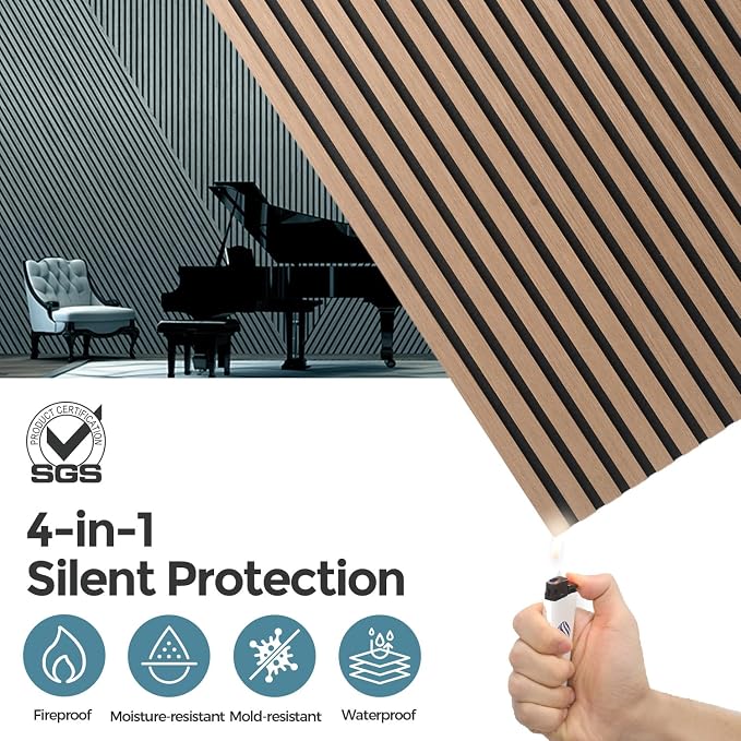 AKUMAX 4 Pack Acoustic Panels, Wood Slat - Image 3