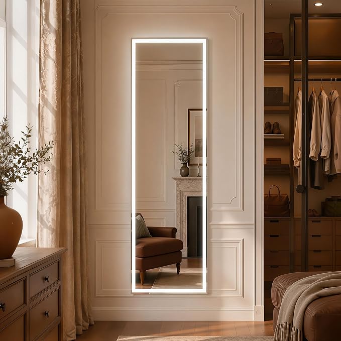 Full Length Mirror with LED Lights, Free Standing Floor Mirrors, Lighted Full - Image 5