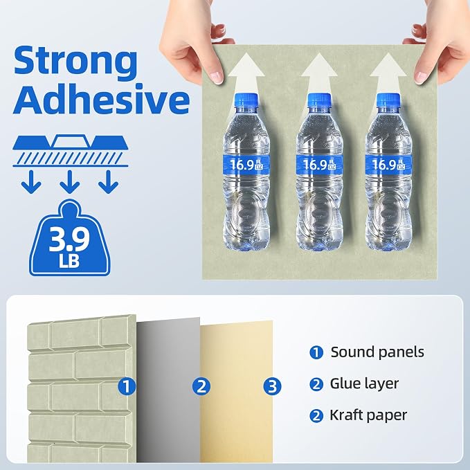 12 Pack Acoustic Panels with Self Adhesive, Soundproof Wall Panels, Brick Sound - Image 4