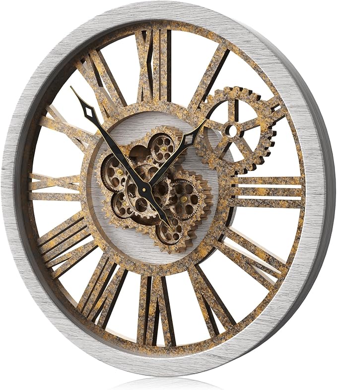 B-Style Large Wall Clock 18 Inch Moving Gear Oversized Vintage Farmhouse Rustic by TheB-StyleTB