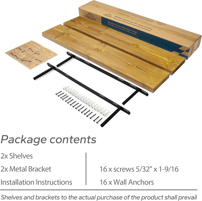 BGMG Wood Floating Shelves for Wall 36 inch Set of 2, Rustic Wooden Wall Mount - Image 6