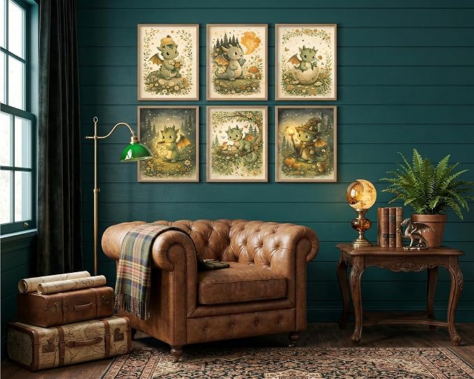 tgguytiy Vintage Nursery Dragon Wall Art - Image 4