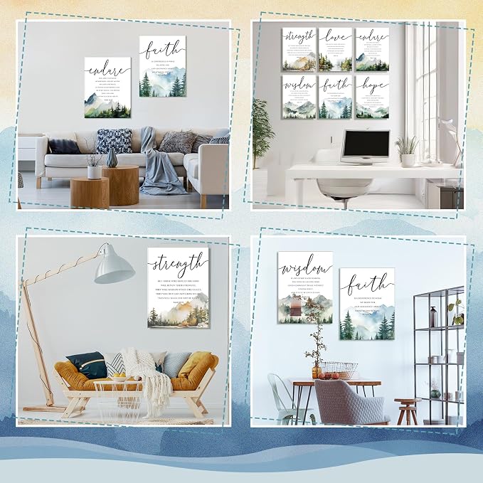Sacubee 6 Pack Acoustic Christian Art Panels 12" x 16" Faith Hope Love - Image 6