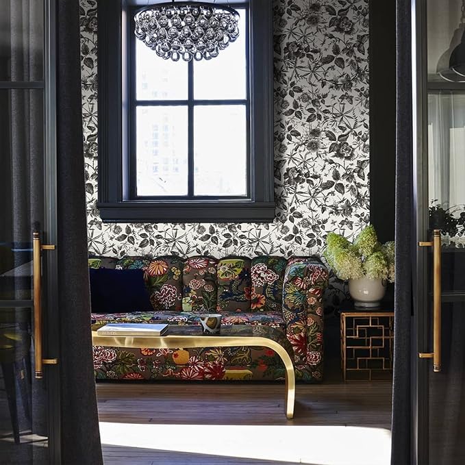 JiffDiff Floral Vintage Wallpaper Peel and Stick Wall Stick Black Rose - Image 5