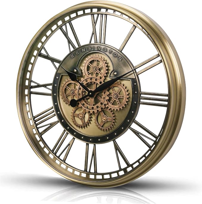 CLXEAST 28 Inch Gold Moving Gear Wall Clock - Image 9