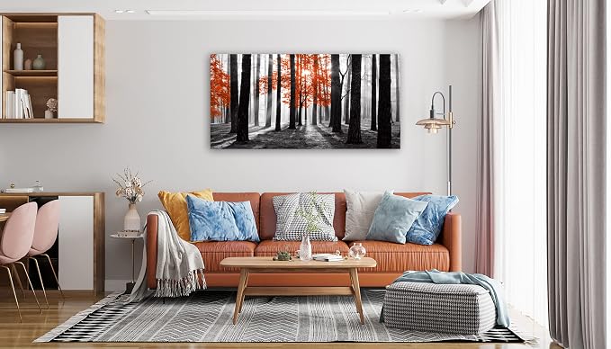 Cao Gen Decor Art S06675 Wall Art Canvas Painting Red Tree in Black and White - Image 6