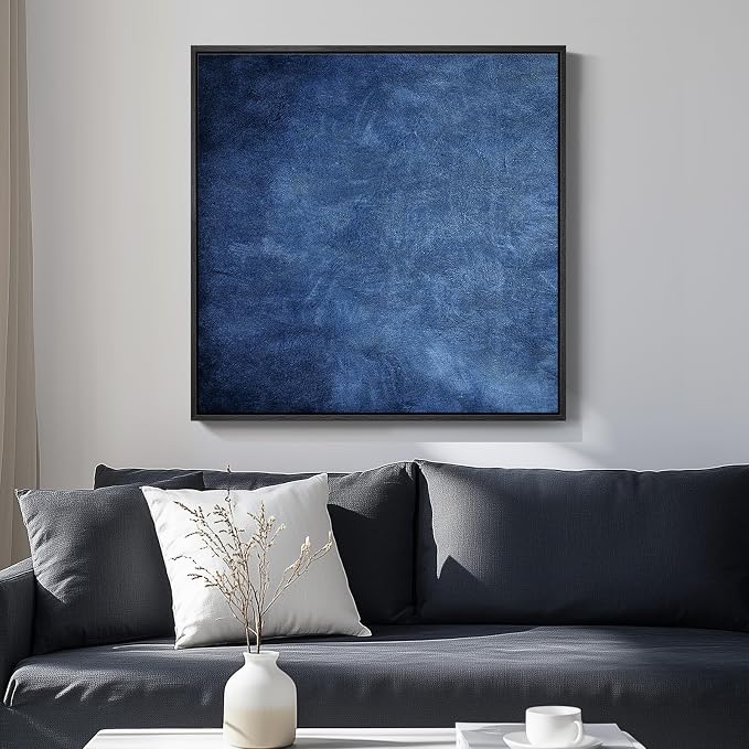 Large Framed Navy Blue Abstract Wall Art - Image 2