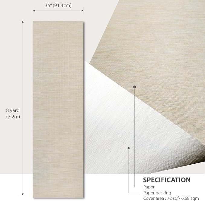 Ansehan Natural Paper Weave Grasscloth Wallcovering, W412 Marbletile 36" x8yd - Image 7