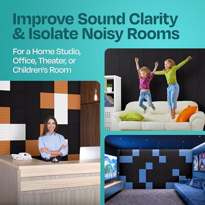 Acoustic Panels 12-Pack Soundproof Wall Panels 12"x12"x0.4" Decorative Sound - Image 7