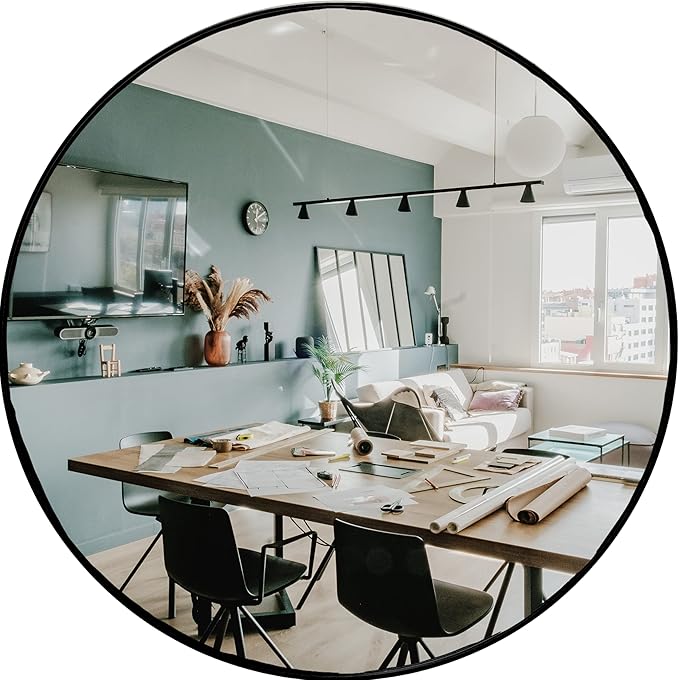 HBCY Creations Large Round Mirror, Living Room and More, Modern Minimalist by HBCYCreations