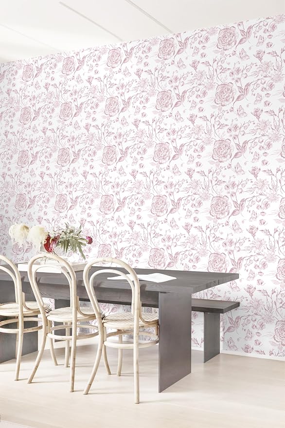 Yasinet Floral Peel and Stick Wallpaper Pink Floral Wallpaper Boho Pink Contact - Image 7