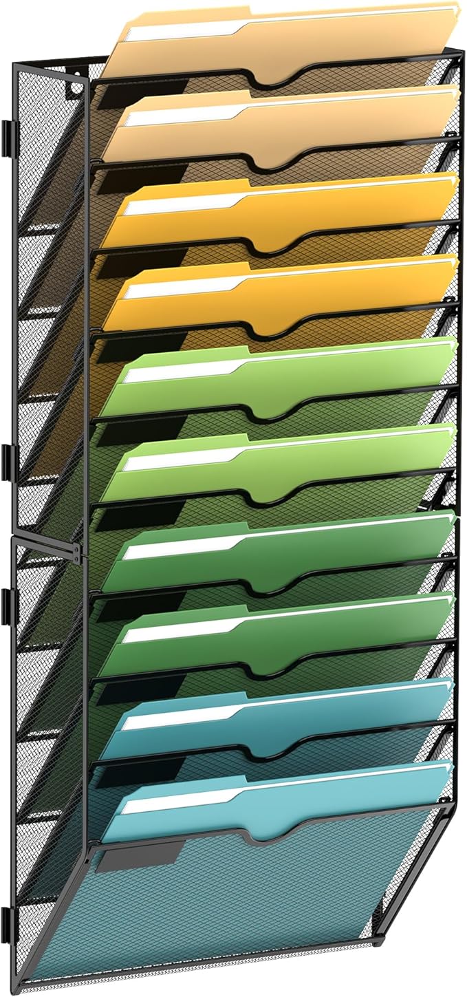 SUPEASY 10 Tier Wall File Organizer, Hanging Wall Mounted Mail Organizer by SUPEASY