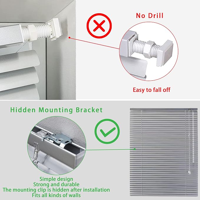 YIIBAII Mini Blinds Suitable for 44" W x 64" H Windows 1" Aluminum Horizontal - Image 3