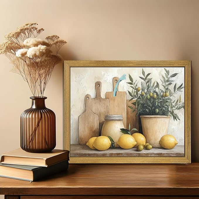 Wood Framed Vintage Kitchen Wall Art, Rustic Farmhouse Artwork Canvas Posters - Image 5