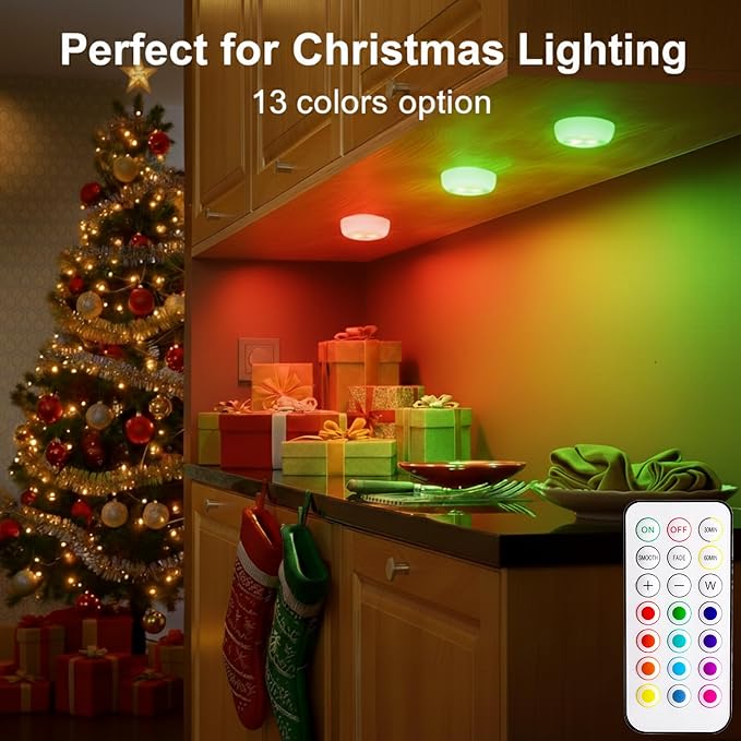BLS LED Puck Lights with Remote Control, Wireless Under Cabinet & Closet - Image 2