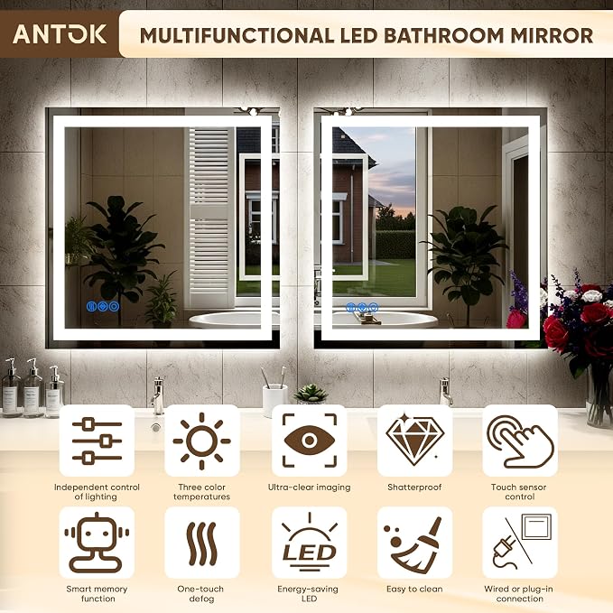 Antok 72"x 36" LED Bathroom Mirror - Image 9