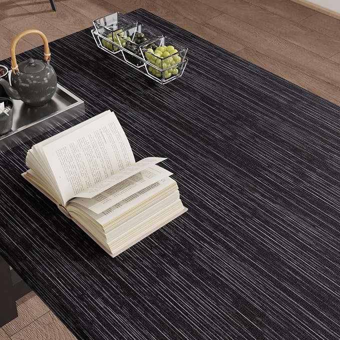 CRE8TIVE Black Grasscloth Peel and Stick Wallpaper Textured Woven Linen Fabric - Image 2
