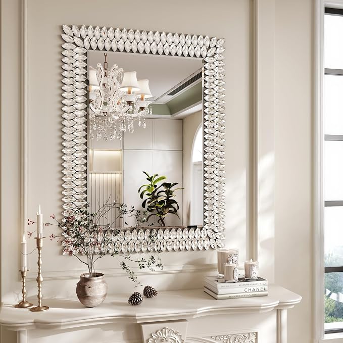 Kelly Miller 30"x40" Jeweled Bathroom Wall Mirror, Large Rectangle Decorative - Image 2