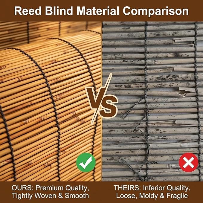 Outdoor Bamboo Blinds for Patio, Waterproof Reed Shades, Privacy Sun Shades - Image 3